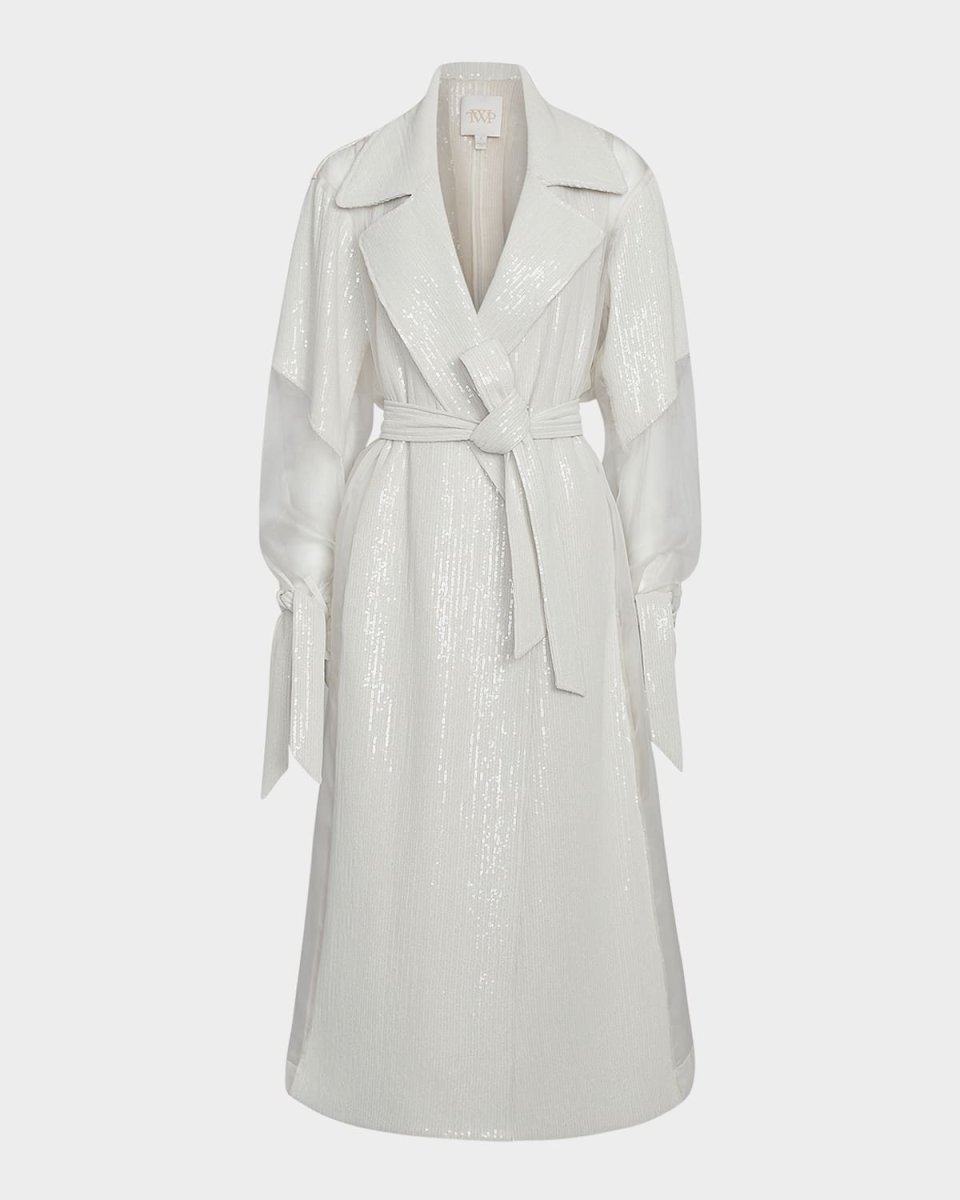 Foreign Affair Sequined Silk Organza Trench Coat